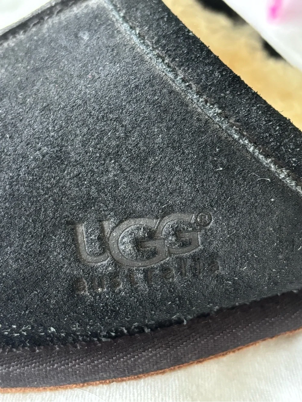 UGG Men's Black Suede Shearling-Lined Slip-Ons